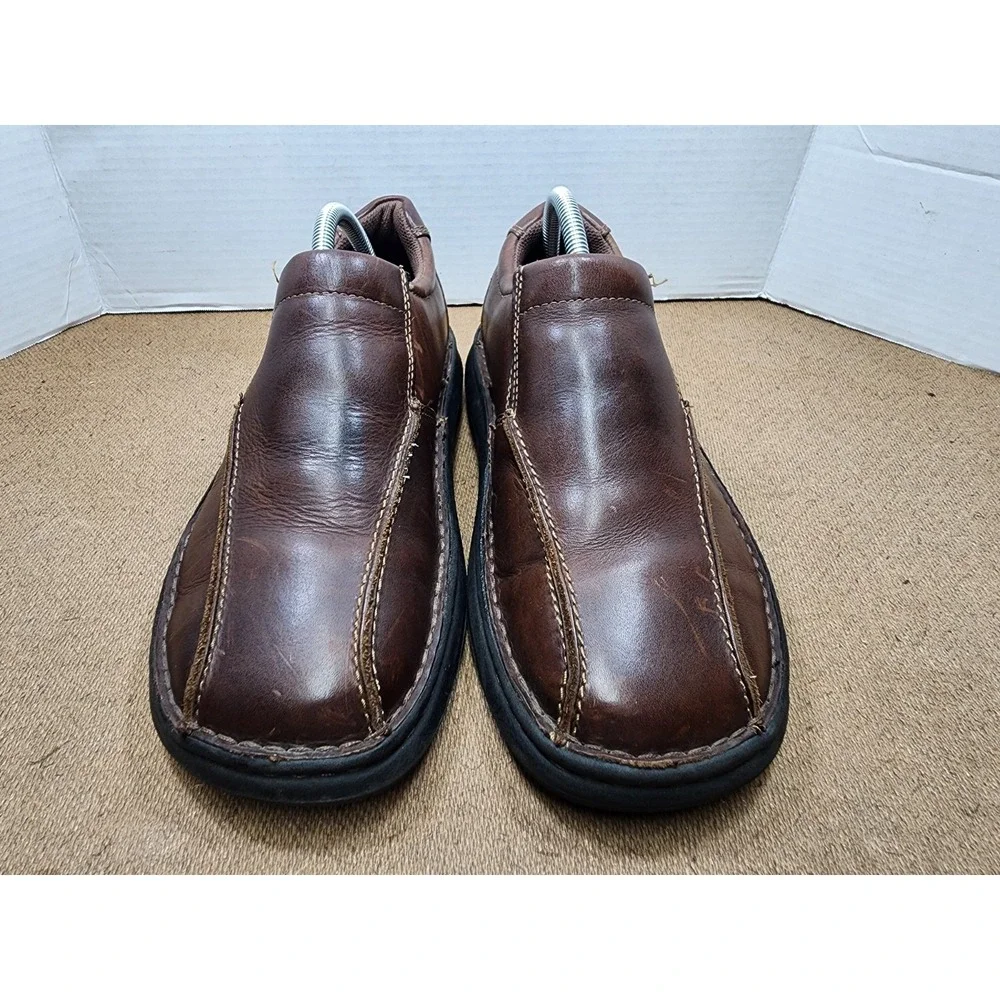 Skechers Shoes Mens 9 Comfort Slip On 4274 Brown Leather Bicycle Toe Low Top